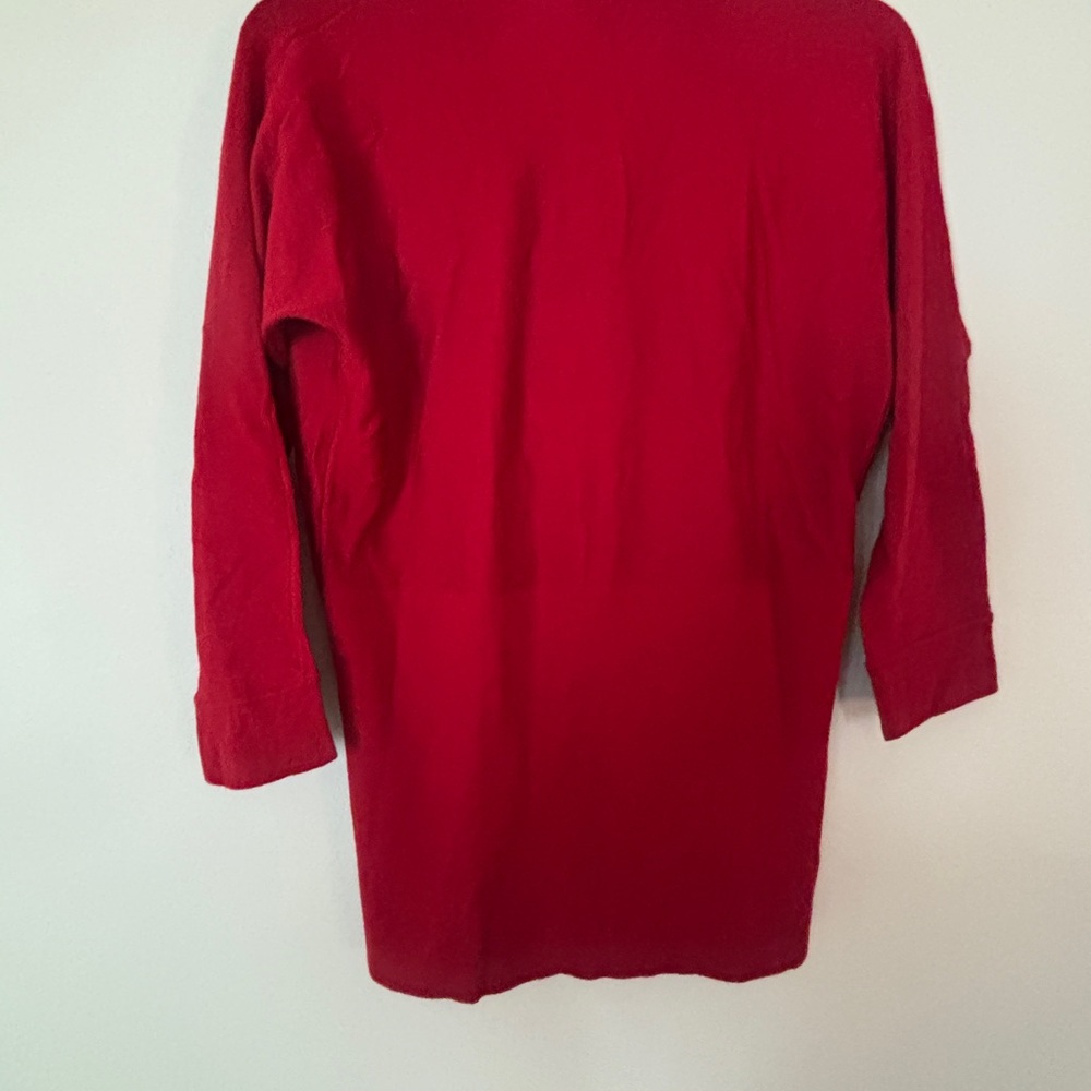 Talbots Deep Red Faux-Wrap Knit Blouse - Picture 5 of 6